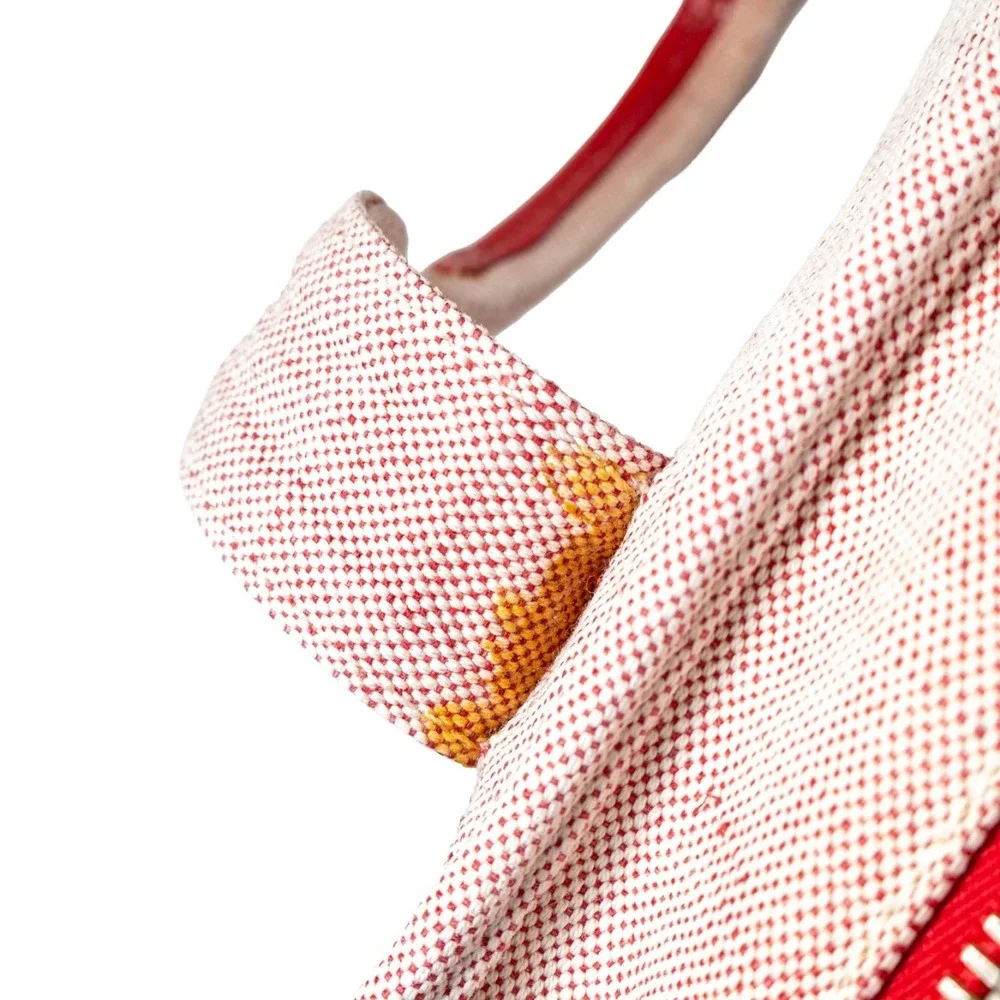Rare Prada Misto Lino Handle Naturale Canvas Mini Shoulder Bag Red Pink Tote - Picture 13 of 16